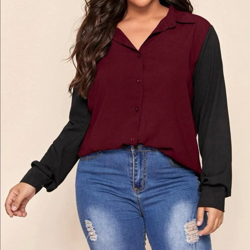 Red/black button up